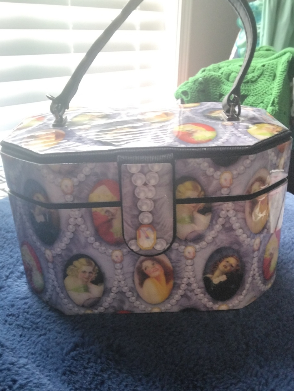 Women's Decorative Portrait Jewelry Box Handbag - Purple